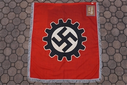 Original Third Reich Double Sided Unit Marked DAF Banner With Silver Fringe