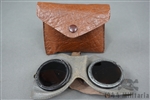 Original German WWII Un-Issued Dust Goggles (Motorradbrille) With Pouch