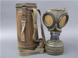 Original German WWII M38 Gasmask Container With Mask & Straps Set