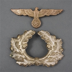 Original German WWII Heer Visor Cap Eagle & Wreath Set
