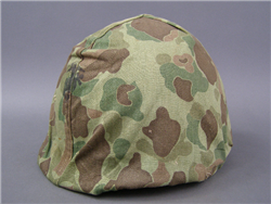 Original US WWII/Korean War Marine Corps M1 Helmet Front Seam Swivel Bail With Camouflage Helmet Cover