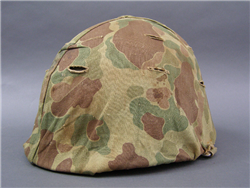 Original US WWII/Korean War Marine Corps M1 Helmet Front Seam Swivel Bail With Camouflage Helmet Cover