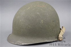 Original US WWII Late War M1 Rear Seam Swivel Bale Helmet Shell With Chinstrap (No Liner)