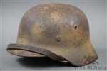 Original German WWII M35 Ex Double Decal Tropical Camouflage Heer Helmet ET64