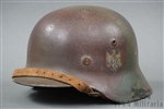 Original German WWII Heer M35 Ex-Double Decal Reissued Tri-Color Camouflaged Helmet Size 62