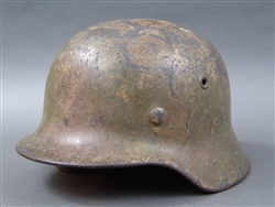 Original German WWII M40 Luftwaffe Normandy Camouflage Ex-Full Chicken Wire Basket Helmet ET62