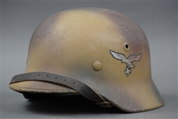 Original German WWII Refurbished M40 Helmet With Tri-Colored Camouflaged EF64