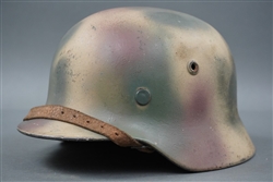 Original German WWII Refurbished Luftwaffe M40 Helmet Normandy Camouflaged Q64 Shell
