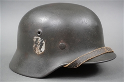 Original German WWII Refurbished Waffen SS Single Decal M40 Helmet