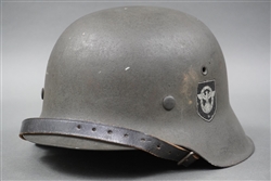 Original German WWII M42 Double Decal Police Helmet EF64
