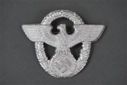 Original German WWII Police Officerâ€™s Aluminum Cap Badge Marked F.K.S.