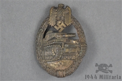 Original German WWII Bronze Panzer Assault Badge Marked EWE