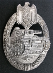 Original German WWII Unissued Silver Panzer Assault Badge (Unmarked Frank Und Reif)