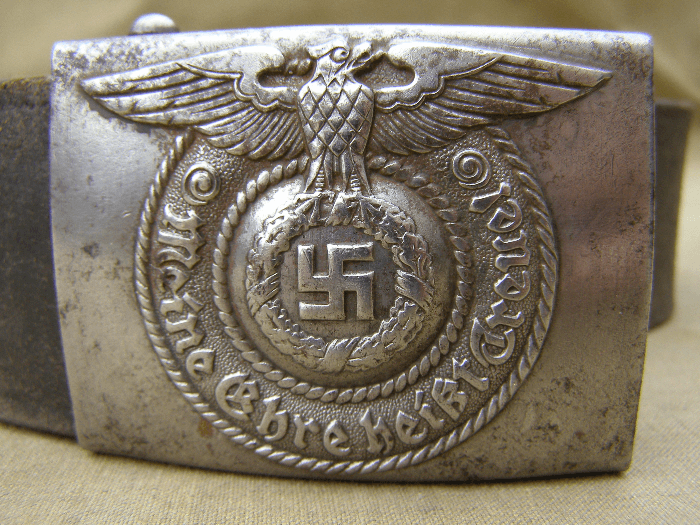 Original Waffen SS EM/NCO's RODO Belt Buckle With Original Leather Combat  Belt