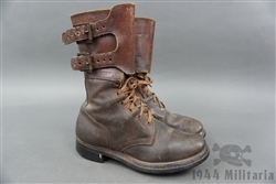 Original US WWII Brown Leather Double Buckle Boots Size 7E (Wide) Dated 1945