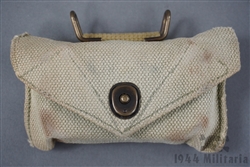 Original US WWII M1942 Field Dressing Pouch With WWI Field Dressing Packet Dated 1917