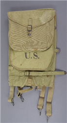 Original US WWII M-1928 Haversack Field Pack Dated 1942 With Mess Kit Pouch & Back Tail