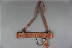 Original US WWII Sam Brown Officers Leather Belt With Cross Strap And Sword Hanger Size 38