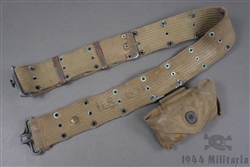 Original US WWII M1936 Web Belt Khaki Marked And Dated 1943 With Field Dressing
