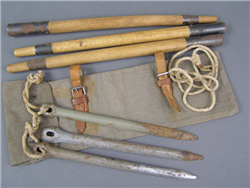 Original German WWI & WWII Zeltbahn Bag, Poles, Pegs Rope Set