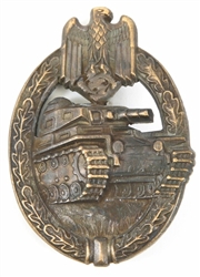 Reproduction European Made German WWII Bronze Panzer Assault (Panzer Sturmabzeichen) Badge