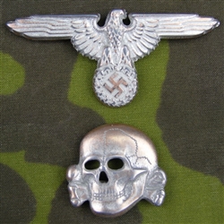 Reproduction Waffen SS Metal Cap Skull And Eagle