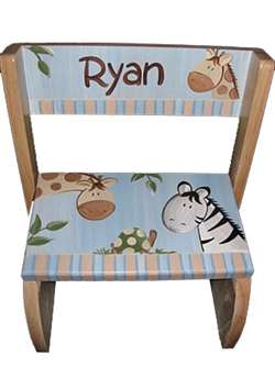 Blue Animal Safari Personalized Flip stool