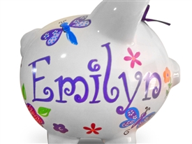 butterfly Dragonflies flowers piggy bank