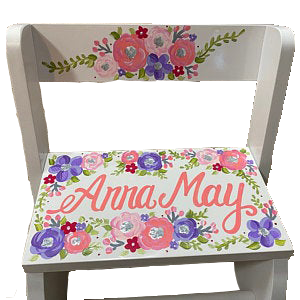 Floral Pink Purple Silver Flip stool