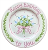 Happy Birthday Ceramic Plate Girl Floral