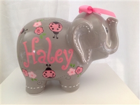 Grey ladybug elephant piggy bank