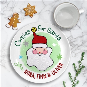 Santa Cookie Ceramic plate personalized green