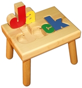 Personalized Puzzle step stool small SOLID wood