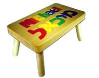 Natural English/Hebrew puzzle step stool