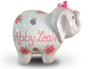 Pink butterfly elephant piggy bank