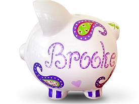 Purple Paisley piggy bank