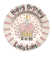 Happy Birthday Ceramic Plate Girl Pink