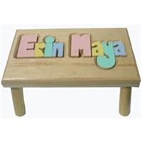 personalized puzzle step stool Nat double name maple