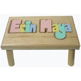 personalized puzzle step stool Nat double name maple