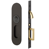 Emtek Narrow Oval Keyed Pocket Door Lock
