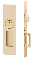 Emtek Knurled Narrow Modern Keyed Pocket Door Lock