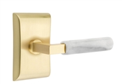 Emtek L-Square White Marble Lever