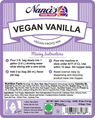 Frozen Yogurt Mix - Vegan Vanilla/Neutral - 83136-F  (1 - 3lb Bag)