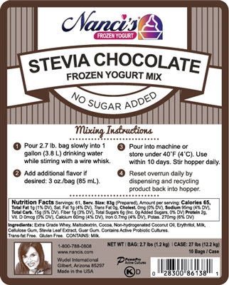 Frozen Yogurt Mix - Stevia Chocolate - 86138-F (1 - 2.7lb Bag)