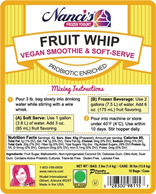 Frozen Yogurt Mix - Fruit Whip - 98115-F  (1 - 3lb Bag & 1 - 6oz Flavor)