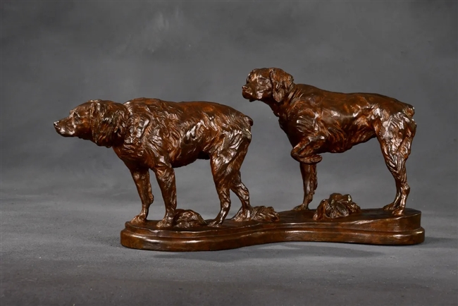 Brittany Brace - Pair Brittany Bronze Sculpture - Edition Limited to 40