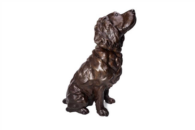 Brown Dog, Life Size Spaniel Bronze Sculpture Edition 2 of 15,  Liz Lewis Bozeman, Montana