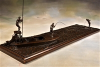 Bow To The King - Jumping Tarpon and Flat Boat Bronze Sculpture - Edition Limited to 25