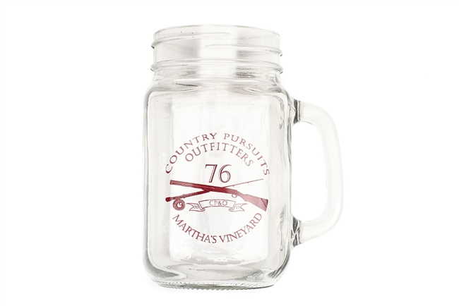 Glass Mason Jar with Country Pursuits Logo