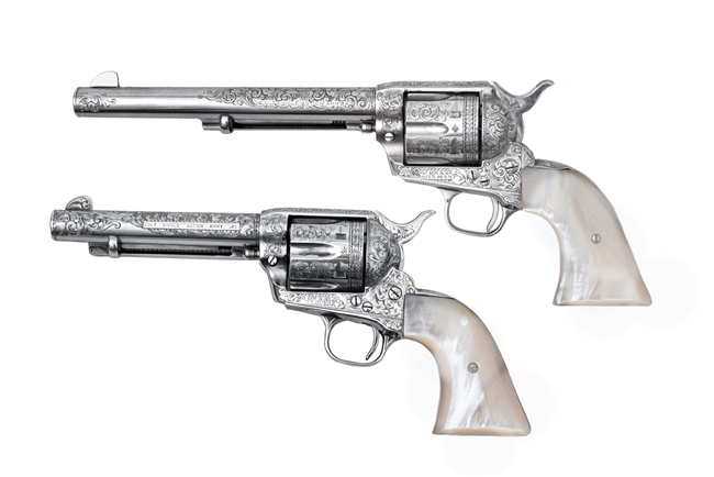 Colt Single Action Army Pair Revolvers .45 Colt with Mother of Pearl Grips
